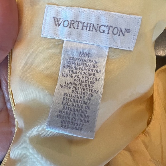 Worthington Yellow two -piece linen blend embroidered maxi dress , Size 12 - Picture 14 of 15